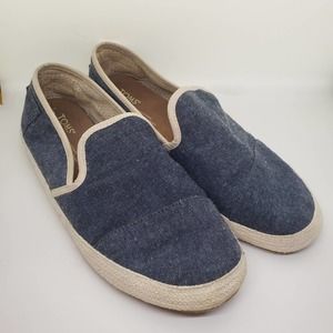 TOMS Men Sabado Light Blue Chambray Espadrille Shoes 8